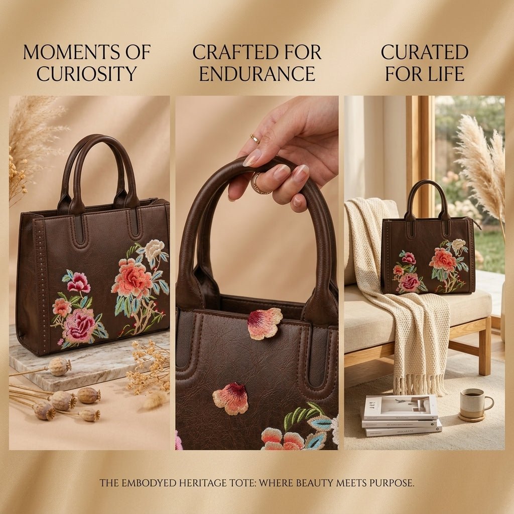 CHERYL Bags Floral Embroidered Classic Handbag - OAK FORD