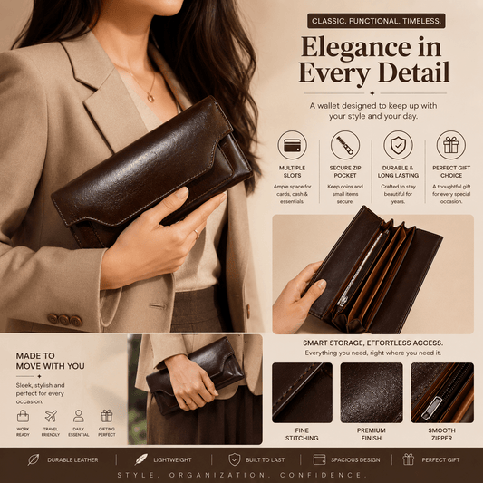 OAK FORD Classic Leather Clutch Wallet - OAK FORD