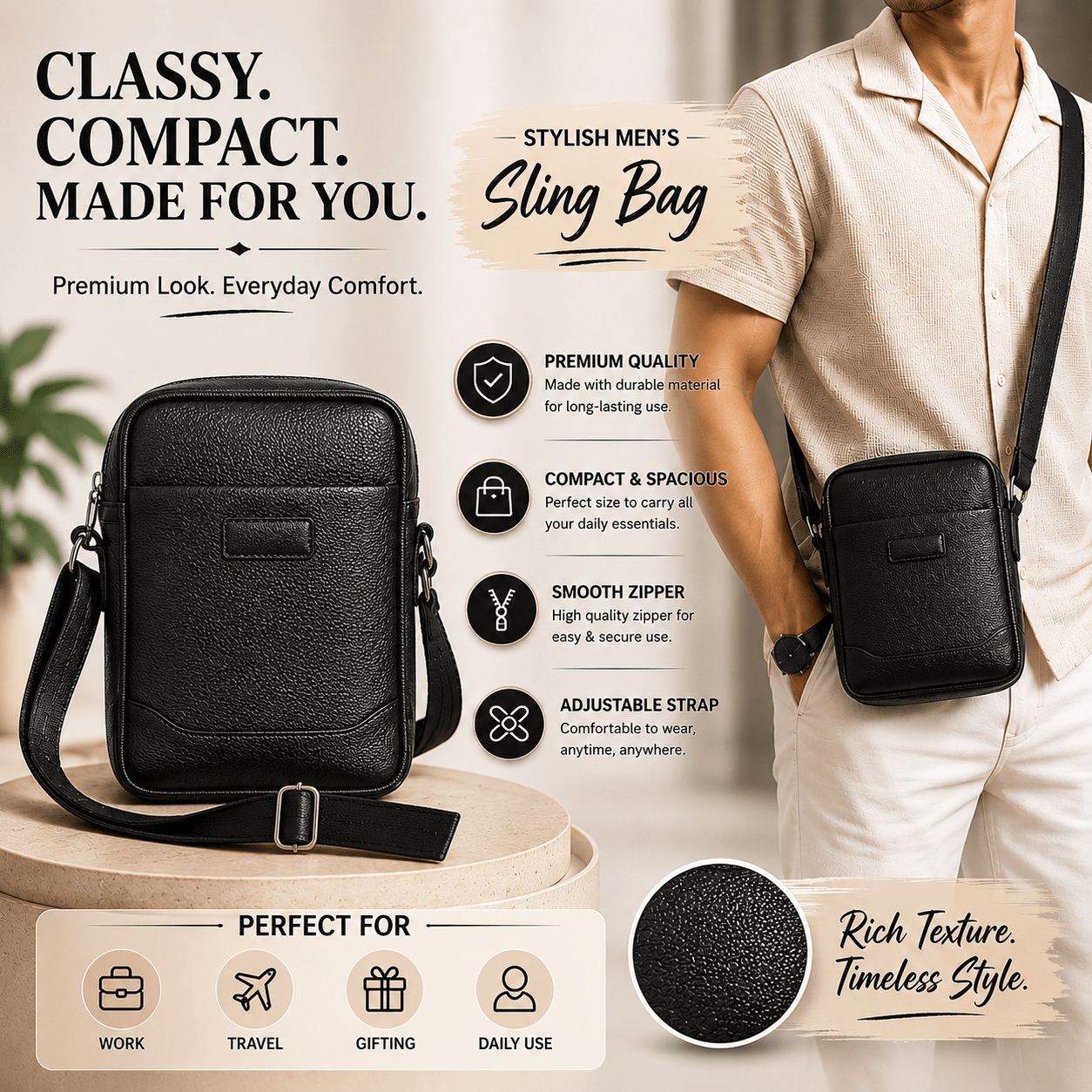 OAK FORD Classic Men's Sling Bag - OAK FORD